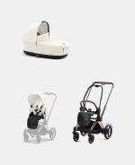 Carucior 2 in 1 Cadru Cărucior pentru Copii e-Priam Rosegold + Landou PRIAM Lux Off White + Parte Sport Carucior Priam Off White Cybex Platinum - imagine 2