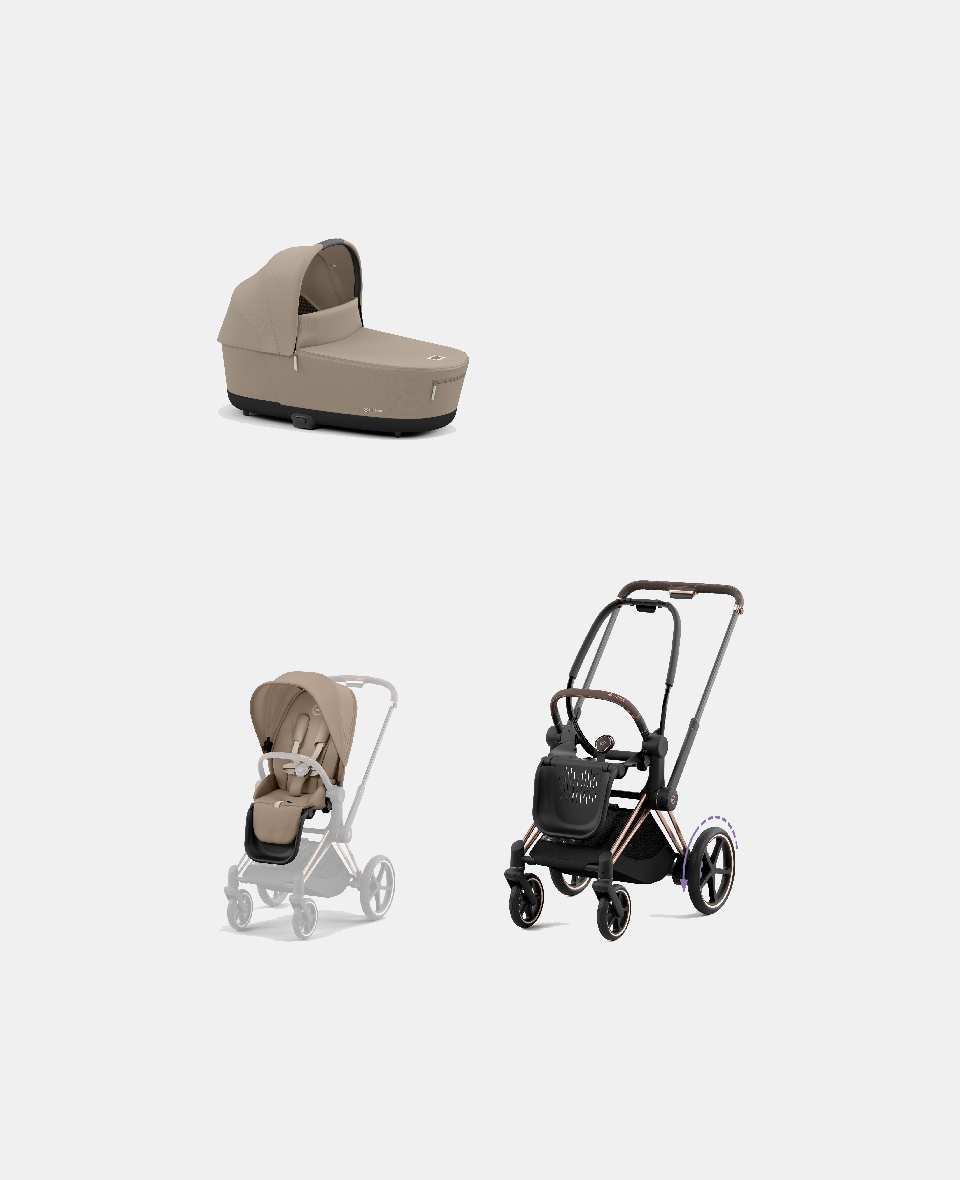 521002373-523001271-523001261.jpg Carucior 2 in 1 Cadru Cărucior pentru Copii e-Priam Rosegold + Landou PRIAM Lux Cozy Beige + Parte Sport Carucior Priam Cozy Beige Cybex Platinum - imagine 1