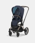 Carucior 2 in 1 Cadru Cărucior pentru Copii e-Priam Rosegold + Parte Sport Carucior Priam Nautical Blue + Scoică Auto pentru Copii Cloud T i-Size Plus Sephia Black Cybex Platinum Cybex Platinum - imagine 6
