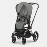 Cadru Carucior pentru Copii Priam Matt Black + Parte Sport Carucior Priam Soho Grey Cybex Platinum