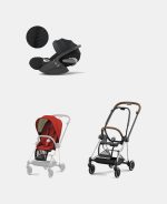 Carucior 2 in 1 : Cadru Carucior pentru Copii Mios Chrome Brown + Parte Sport Carucior MIOS Autumn Gold + Scoică Auto pentru Copii Cloud T i-Size Plus Sephia Black Cybex Platinum - imagine 2