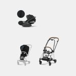 Carucior 2 in 1 : Cadru Carucior pentru Copii Mios Chrome Brown + Parte Sport Carucior MIOS Stardust Black Plus + Scoică Auto pentru Copii Cloud T i-Size Plus Sephia Black Cybex Platinum