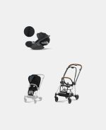 Carucior 2 in 1 : Cadru Carucior pentru Copii Mios Chrome Brown + Parte Sport Carucior MIOS Stardust Black Plus + Scoică Auto pentru Copii Cloud T i-Size Plus Sephia Black Cybex Platinum