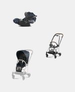 Carucior 2 in 1 Parte Sport Carucior MIOS Jewels of Nature | Dark Blue + Cadru Carucior pentru Copii Mios Chrome Brown + Scoica Auto CLOUD T I-SIZE Jewels of Nature | dark blue Cybex Platinum - imagine 2