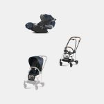Carucior 2 in 1 Parte Sport Carucior MIOS Jewels of Nature | Dark Blue + Cadru Carucior pentru Copii Mios Chrome Brown + Scoica Auto CLOUD T I-SIZE Jewels of Nature | dark blue Cybex Platinum