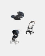 Carucior 2 in 1 Parte Sport Carucior MIOS Jewels of Nature | Dark Blue + Cadru Carucior pentru Copii Mios Chrome Brown + Scoica Auto CLOUD T I-SIZE Jewels of Nature | dark blue Cybex Platinum