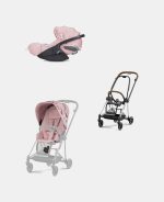 Carucior 2 in 1 Parte Sport Carucior MIOS SIMPLY FLOWERS PINK | light pink + Cadru Carucior pentru Copii Mios Chrome Brown + Scoica Auto CLOUD T I-SIZE SIMPLY FLOWERS PINK | light pink Cybex Platinum - imagine 2