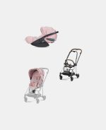 Carucior 2 in 1 Parte Sport Carucior MIOS SIMPLY FLOWERS PINK | light pink + Cadru Carucior pentru Copii Mios Chrome Brown + Scoica Auto CLOUD T I-SIZE SIMPLY FLOWERS PINK | light pink Cybex Platinum