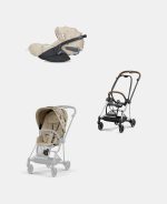 Carucior 2 in 1 Parte Sport Carucior MIOS SIMPLY FLOWERS BEIGE | mid beige + Cadru Carucior pentru Copii Mios Chrome Brown + Scoica Auto CLOUD T I-SIZE SIMPLY FLOWERS BEIGE | mid beige Cybex Platinum - imagine 2
