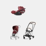 Carucior 2 in 1 Parte Sport Carucior MIOS Rosenrot Red | dark red + Cadru Carucior pentru Copii Mios Chrome Brown + Scoica Auto CLOUD T I-SIZE Rosenrot Red | dark red Cybex Platinum