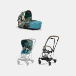 Carucior 2 in 1 Landou MIOS Lux WE THE BEST BLUE | mid turquoise + Cadru Carucior pentru Copii Mios Chrome Brown + Parte Sport Carucior MIOS WE THE BEST BLUE | mid turquoise Cybex Fashion