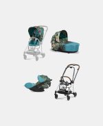 Carucior 3 in 1 Landou MIOS Lux WE THE BEST BLUE | mid turquoise + Cadru Carucior pentru Copii Mios Chrome Brown + Scoica Auto CLOUD T I-SIZE WE THE BEST BLUE | mid turquoise + Parte Sport Carucior MIOS WE THE BEST BLUE | mid turquoise Cybex Fashion
