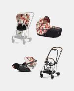 Carucior 3 in 1 Landou MIOS Lux Spring Blossom Light | light beige + Cadru Carucior pentru Copii Mios Chrome Brown + Scoica Auto CLOUD T I-SIZE Spring Blossom Light | light beige + Parte Sport Carucior MIOS Spring Blossom Light | light beige Cybex Fashion - imagine 2