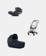 Carucior 2 in 1 Landou MIOS Lux Jewels of Nature | dark blue + Cadru Carucior pentru Copii Mios Chrome Brown + Scoica Auto CLOUD T I-SIZE Jewels of Nature | dark blue Cybex Platinum - imagine 2