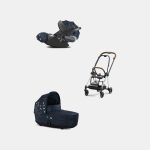 Carucior 2 in 1 Landou MIOS Lux Jewels of Nature | dark blue + Cadru Carucior pentru Copii Mios Chrome Brown + Scoica Auto CLOUD T I-SIZE Jewels of Nature | dark blue Cybex Platinum