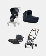 Carucior 3 in 1 Landou MIOS Lux Jewels of Nature | dark blue + Cadru Carucior pentru Copii Mios Chrome Brown + Scoica Auto CLOUD T I-SIZE Jewels of Nature | dark blue + Parte Sport Carucior MIOS Jewels of Nature | Dark Blue Cybex Fashion - imagine 2