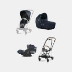 Carucior 3 in 1 Landou MIOS Lux Jewels of Nature | dark blue + Cadru Carucior pentru Copii Mios Chrome Brown + Scoica Auto CLOUD T I-SIZE Jewels of Nature | dark blue + Parte Sport Carucior MIOS Jewels of Nature | Dark Blue Cybex Fashion