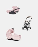 Carucior 2 in 1 Landou MIOS Lux SIMPLY FLOWERS PINK | light pink + Cadru Carucior pentru Copii Mios Chrome Brown + Scoica Auto CLOUD T I-SIZE SIMPLY FLOWERS PINK | light pink Cybex Platinum - imagine 2