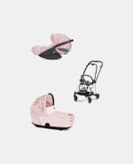 Carucior 2 in 1 Landou MIOS Lux SIMPLY FLOWERS PINK | light pink + Cadru Carucior pentru Copii Mios Chrome Brown + Scoica Auto CLOUD T I-SIZE SIMPLY FLOWERS PINK | light pink Cybex Platinum