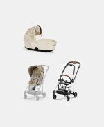 Carucior 2 in 1 Landou MIOS Lux SIMPLY FLOWERS BEIGE | mid beige + Cadru Carucior pentru Copii Mios Chrome Brown + Parte Sport Carucior MIOS SIMPLY FLOWERS BEIGE | mid beige Cybex Fashion