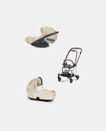 Carucior 2 in 1 Landou MIOS Lux SIMPLY FLOWERS BEIGE | mid beige + Cadru Carucior pentru Copii Mios Chrome Brown + Scoica Auto CLOUD T I-SIZE SIMPLY FLOWERS BEIGE | mid beige Cybex Platinum