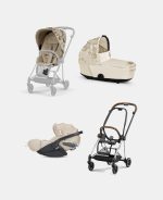 Carucior 3 in 1 Landou MIOS Lux SIMPLY FLOWERS BEIGE | mid beige + Cadru Carucior pentru Copii Mios Chrome Brown + Scoica Auto CLOUD T I-SIZE SIMPLY FLOWERS BEIGE | mid beige + Parte Sport Carucior MIOS SIMPLY FLOWERS BEIGE | mid beige Cybex Fashion - imagine 2