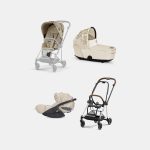 Carucior 3 in 1 Landou MIOS Lux SIMPLY FLOWERS BEIGE | mid beige + Cadru Carucior pentru Copii Mios Chrome Brown + Scoica Auto CLOUD T I-SIZE SIMPLY FLOWERS BEIGE | mid beige + Parte Sport Carucior MIOS SIMPLY FLOWERS BEIGE | mid beige Cybex Fashion
