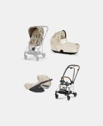 Carucior 3 in 1 Landou MIOS Lux SIMPLY FLOWERS BEIGE | mid beige + Cadru Carucior pentru Copii Mios Chrome Brown + Scoica Auto CLOUD T I-SIZE SIMPLY FLOWERS BEIGE | mid beige + Parte Sport Carucior MIOS SIMPLY FLOWERS BEIGE | mid beige Cybex Fashion