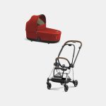 Carucior Nou Nascut Mios: Cadru Carucior pentru Copii Mios Chrome Brown + Landou Mios Lux Autumn Gold Cybex Platinum