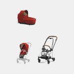 Carucior 2 in 1 : Cadru Carucior pentru Copii Mios Chrome Brown + Landou Mios Lux Autumn Gold + Parte Sport Carucior MIOS Autumn Gold Cybex Platinum