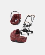 Carucior 2 in 1 Landou MIOS Lux Rosenrot Red | dark red + Cadru Carucior pentru Copii Mios Chrome Brown + Scoica Auto CLOUD T I-SIZE Rosenrot Red | dark red Cybex Platinum