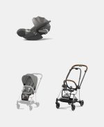 Carucior 2 in 1 : Cadru Carucior pentru Copii Mios Chrome Brown + Parte Sport Carucior MIOS Mirage Grey + Scoică Auto pentru Copii Cloud T i-Size Comfort Mirage Grey Cybex Platinum - imagine 2