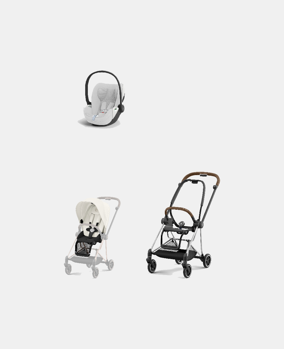 521002507-523000881-523000244.jpg Carucior 2 in 1 : Cadru Carucior pentru Copii Mios Chrome Brown + Parte Sport Carucior MIOS Off White + Scoică Auto pentru Copii Cloud T i-Size Plus Platinum White Cybex Platinum - imagine 1