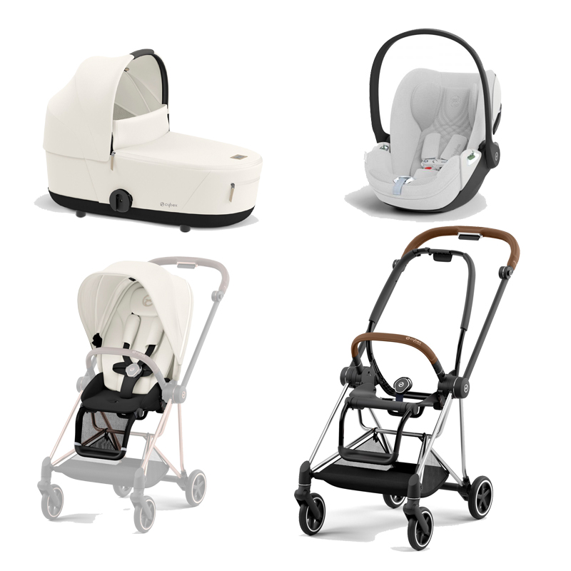 521002507-523000881-523000937-523000244.jpg Carucior 3 in 1 Cadru Carucior pentru Copii Mios Chrome Brown + Parte Sport Carucior MIOS Off White + Landou Mios Lux Off White + Scoică Auto pentru Copii Cloud T i-Size Plus Platinum White Cybex Platinum - imagine 1