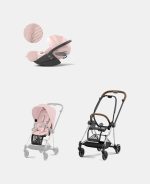 Carucior 2 in 1 : Cadru Carucior pentru Copii Mios Chrome Brown + Parte Sport Carucior MIOS Peach Pink + Scoică Auto pentru Copii Cloud T i-Size Plus Peach Pink Cybex Platinum - imagine 2