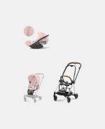 Carucior 2 in 1 : Cadru Carucior pentru Copii Mios Chrome Brown + Parte Sport Carucior MIOS Peach Pink + Scoică Auto pentru Copii Cloud T i-Size Plus Peach Pink Cybex Platinum
