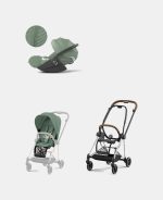 Carucior 2 in 1 : Cadru Carucior pentru Copii Mios Chrome Brown + Parte Sport Carucior MIOS Leaf Green + Scoică Auto pentru Copii Cloud T i-Size Plus Leaf Green Cybex Platinum - imagine 2