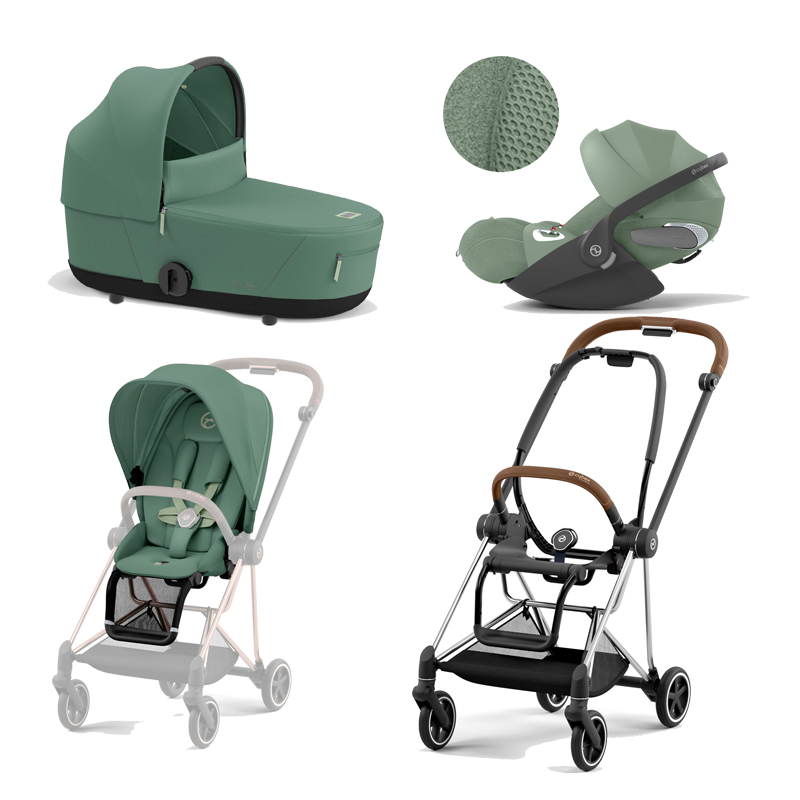 521002507-523000897-523000953-523000256.jpg Carucior 3 in 1 Cadru Carucior pentru Copii Mios Chrome Brown + Parte Sport Carucior MIOS Leaf Green + Landou Mios Lux Leaf Green + Scoică Auto pentru Copii Cloud T i-Size Plus Leaf Green Cybex Platinum - imagine 1