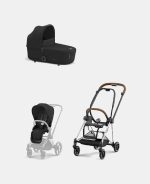 Carucior 2 in 1 : Cadru Carucior pentru Copii Mios Chrome Brown + Landou Mios Lux Sepia Black + Parte Sport Carucior MIOS Sepia Black Cybex Platinum - imagine 2