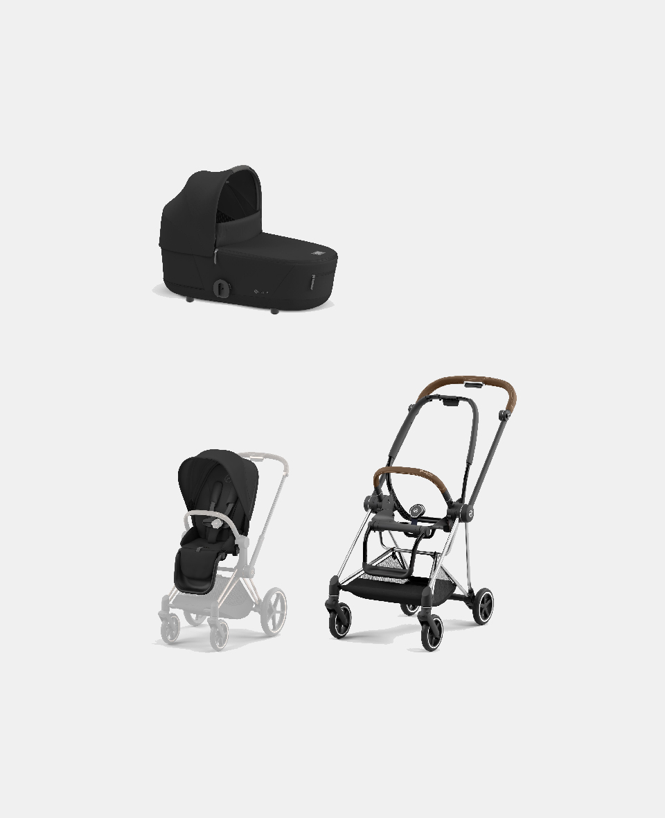 521002507-523000921-523000733.jpg Carucior 2 in 1 : Cadru Carucior pentru Copii Mios Chrome Brown + Landou Mios Lux Sepia Black + Parte Sport Carucior MIOS Sepia Black Cybex Platinum - imagine 1