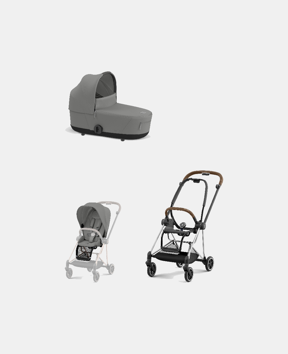 521002507-523000929-523000873.jpg Carucior 2 in 1 : Cadru Carucior pentru Copii Mios Chrome Brown + Landou Mios Lux Mirage Grey + Parte Sport Carucior MIOS Mirage Grey Cybex Platinum - imagine 1