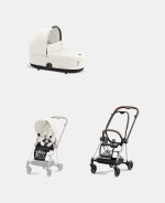 Carucior 2 in 1 : Cadru Carucior pentru Copii Mios Chrome Brown + Landou Mios Lux Off White + Parte Sport Carucior MIOS Off White Cybex Platinum - imagine 2