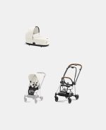 Carucior 2 in 1 : Cadru Carucior pentru Copii Mios Chrome Brown + Landou Mios Lux Off White + Parte Sport Carucior MIOS Off White Cybex Platinum
