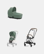 Carucior 2 in 1 : Cadru Carucior pentru Copii Mios Chrome Brown + Landou Mios Lux Leaf Green + Parte Sport Carucior MIOS Leaf Green Cybex Platinum - imagine 2