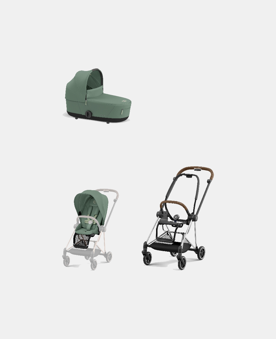 521002507-523000953-523000897.jpg Carucior 2 in 1 : Cadru Carucior pentru Copii Mios Chrome Brown + Landou Mios Lux Leaf Green + Parte Sport Carucior MIOS Leaf Green Cybex Platinum - imagine 1