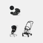Carucior 2 in 1 : Cadru Carucior pentru Copii Mios Chrome Black + Parte Sport Carucior MIOS Stardust Black Plus + Scoică Auto pentru Copii Cloud T i-Size Plus Sephia Black Cybex Platinum