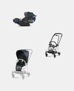 Carucior 2 in 1 Parte Sport Carucior MIOS Jewels of Nature | Dark Blue + Cadru Carucior pentru Copii Mios Chrome Black + Scoica Auto CLOUD T I-SIZE Jewels of Nature | dark blue Cybex Platinum - imagine 2