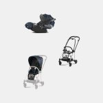 Carucior 2 in 1 Parte Sport Carucior MIOS Jewels of Nature | Dark Blue + Cadru Carucior pentru Copii Mios Chrome Black + Scoica Auto CLOUD T I-SIZE Jewels of Nature | dark blue Cybex Platinum