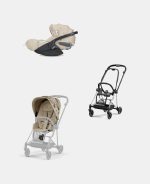 Carucior 2 in 1 Parte Sport Carucior MIOS SIMPLY FLOWERS BEIGE | mid beige + Cadru Carucior pentru Copii Mios Chrome Black + Scoica Auto CLOUD T I-SIZE SIMPLY FLOWERS BEIGE | mid beige Cybex Platinum - imagine 2