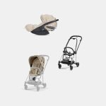 Carucior 2 in 1 Parte Sport Carucior MIOS SIMPLY FLOWERS BEIGE | mid beige + Cadru Carucior pentru Copii Mios Chrome Black + Scoica Auto CLOUD T I-SIZE SIMPLY FLOWERS BEIGE | mid beige Cybex Platinum